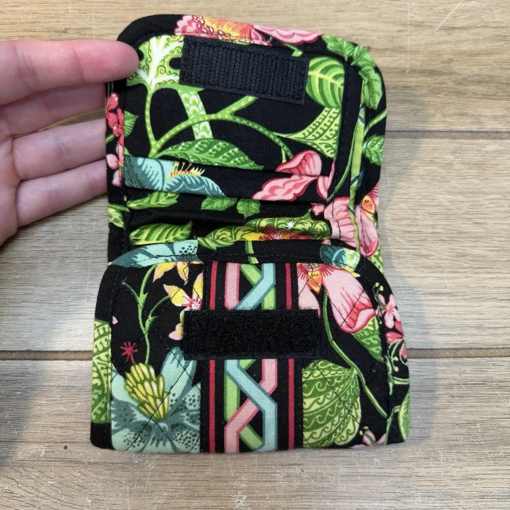 Vera Bradley Trifold Wallet Botanica Floral Quilted Cotton Retired Pink Green